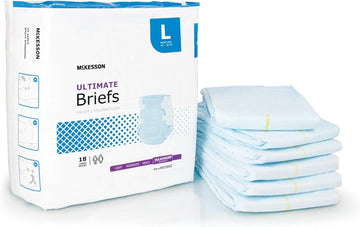 Mckesson Ultimate Briefs, Incontinence, Maximum Absorbency, Large, 18 Count, 1 Pack