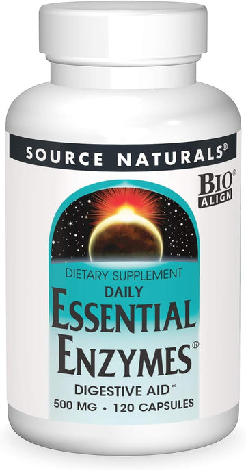 Source Naturals Essential Enzymes 500Mg Bio-Aligned Multiple Supplement Herbal Defense For Digestion, Gas & Constipation Relief - Strong Immune System Support* - 120 Capsules