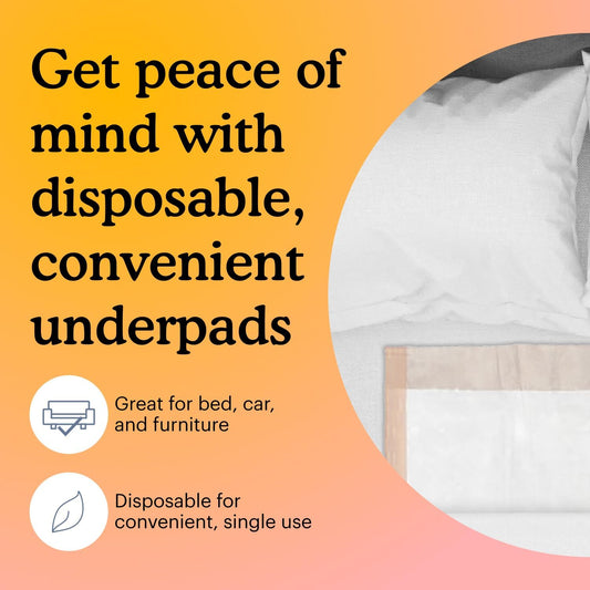 Because Disposable Underpads | Large | Super Absorbent Incontinence Bed Pads For Adults, Pee Pads For Kids, Puppy | Slip-Resistant & Leak-Proof, 100 Count (10 Packs Of 10)