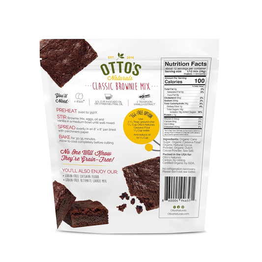 Otto's Naturals Classic Brownie Mix - Organic, Gluten-Free, Nut Free, Non-GMO Verified, Made with Organic Cassava Flour - 11.1 Ounce Bag (Grain Free Classic Brownie Single)