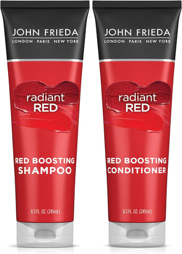 John Frieda Red Enhancing Shampoo & Conditioner Bundle, Radiant Red Hair Care For Redheads, Helps Enhance Shades, Pomegranate & Vitamin E