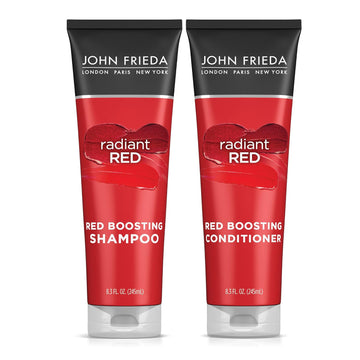 John Frieda Radiant Red Shampoo & Conditioner Bundle, Enhancing Shampoo & Conditioner, Helps Enhance Shades, With Pomegranate And Vitamin E