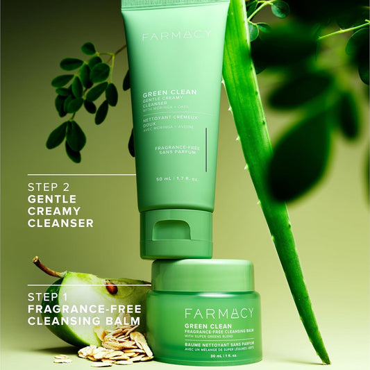 Farmacy Deep Double Cleanse Skincare Gift Set - Green Clean Makeup Remover Cleansing Balm & Whipped Foaming Face Wash For Oily Skin - Melts Away Makeup & Helps Promote Healthy Skin (2 Count)