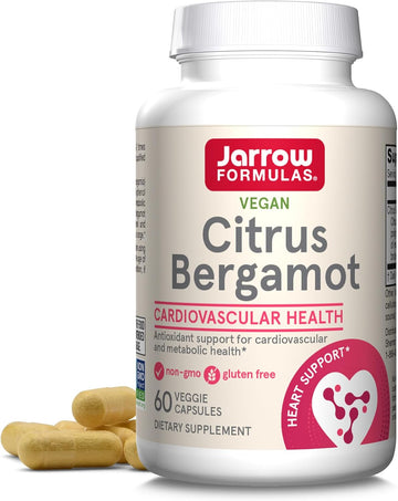 Jarrow Formulas Citrus Bergamot 500 Mg - 60 Servings (Veggie Caps) - Antioxidant Support For Cardiovascular & Metabolic Health - Dietary Supplement - Gluten Free - Use With Jarrow Formulas Qh-Absorb