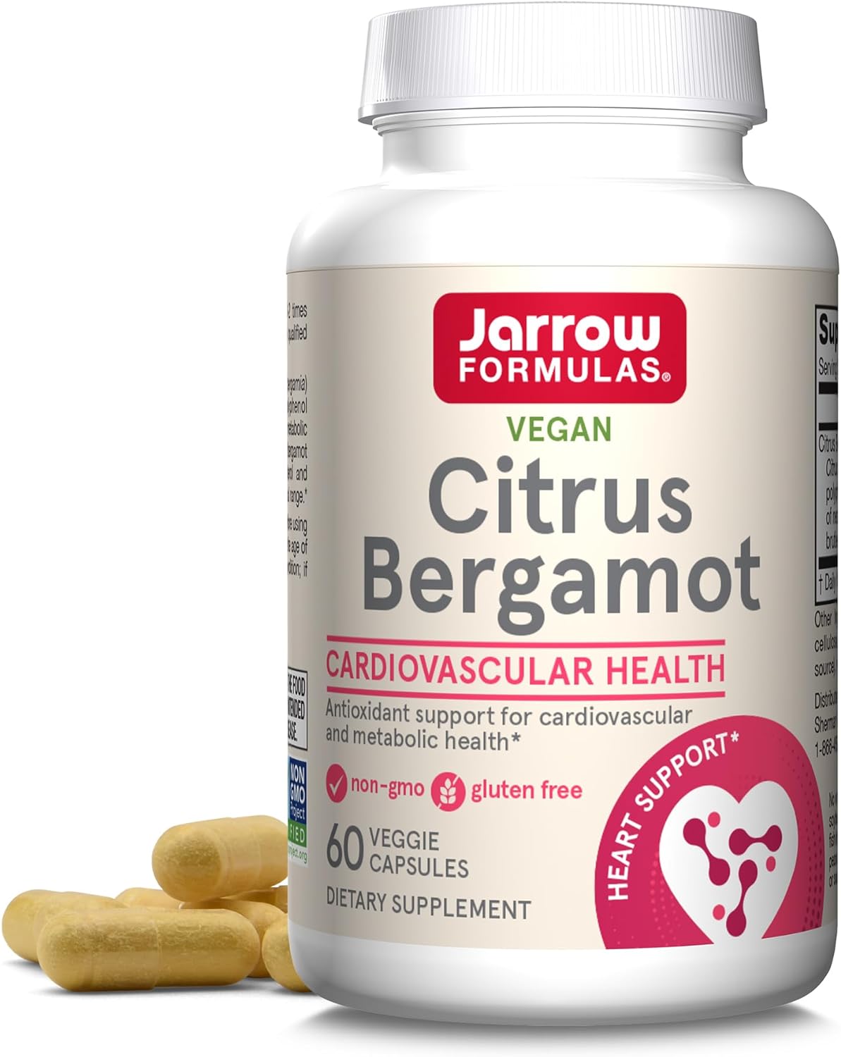 Jarrow Formulas Citrus Bergamot 500 mg - 60 Servings (Veggie Caps) - Antioxidant Support for Cardiovascular & Metabolic Health - Dietary Supplement - Gluten Free - Use with Jarrow Formulas QH-absorb