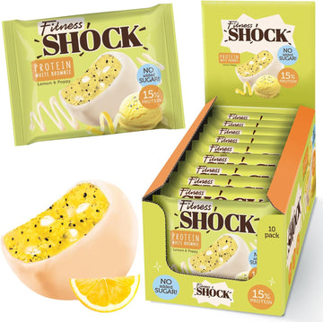 Fitnesshock Protein Brownie Dark Chocolate, No Added Sugar, 15%/7,5G Protein, 233Kcal, Pre/Post Workout Snack - No Palm Oil, Filling Dietary Fibre, Soft Texture, 9X50G - Variety Pack