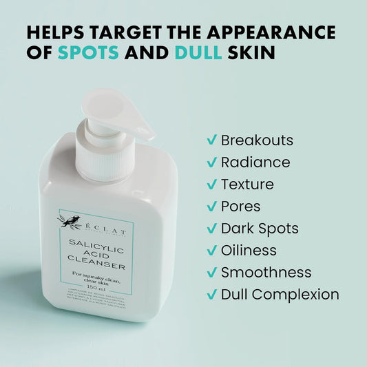 Blemish-Fighting Acne Face Wash - Salicylic Acid Cleanser With Niacinamide, Vitamin E & Green Tea, Salicylic Acid Face Wash, Facewash Pore Cleanser For Women & Men, Foaming Cleanser For Regular & Oily