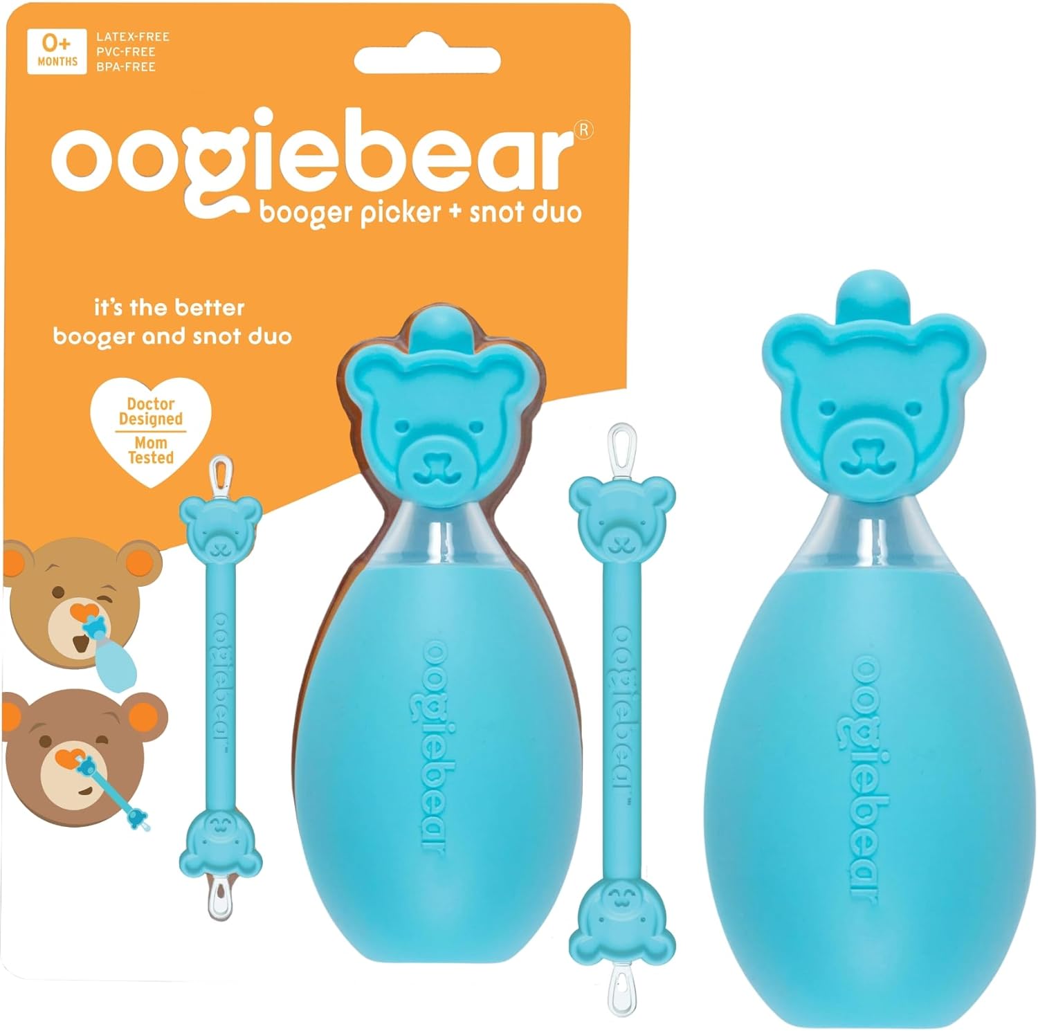 oogiebear BearPair Baby Nose Cleaner & Ear Wax Removal Tool with Nasal Aspirator - Safe Booger & Earwax Removal for Newborns, Infants, Toddlers