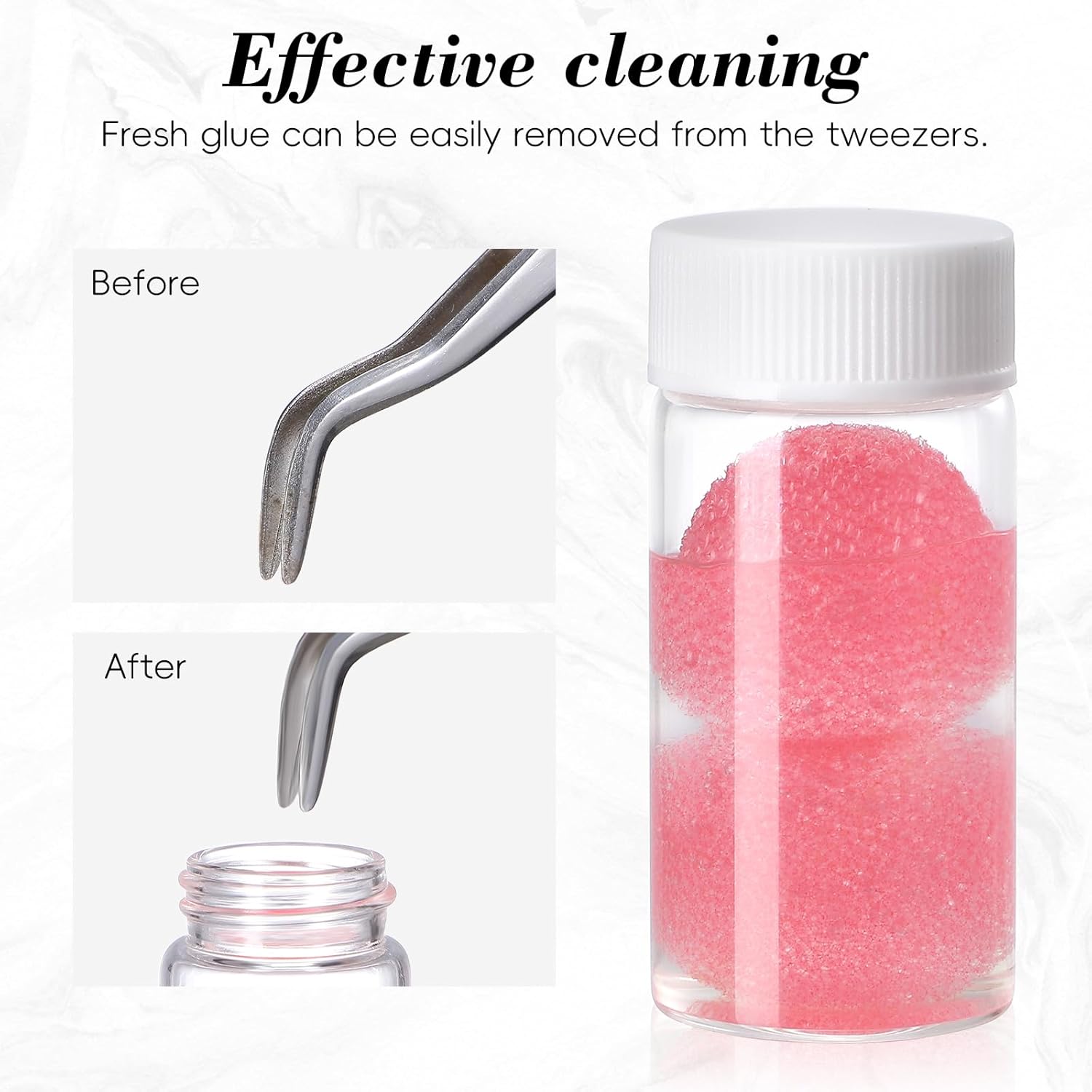 Beavorty 2Pcs Eyelash Extension Tweezers Cleaning Tool With Liquid Remover And Sponge Ball Eyelash Curler Cleaner For Lash Extension Application Supplies A : Beauty & Personal Care