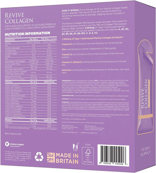 Revive Collagen Premium Menopause Range - Hydrolysed Liquid Marine Collagen Drink (28, Beauty Sleep)