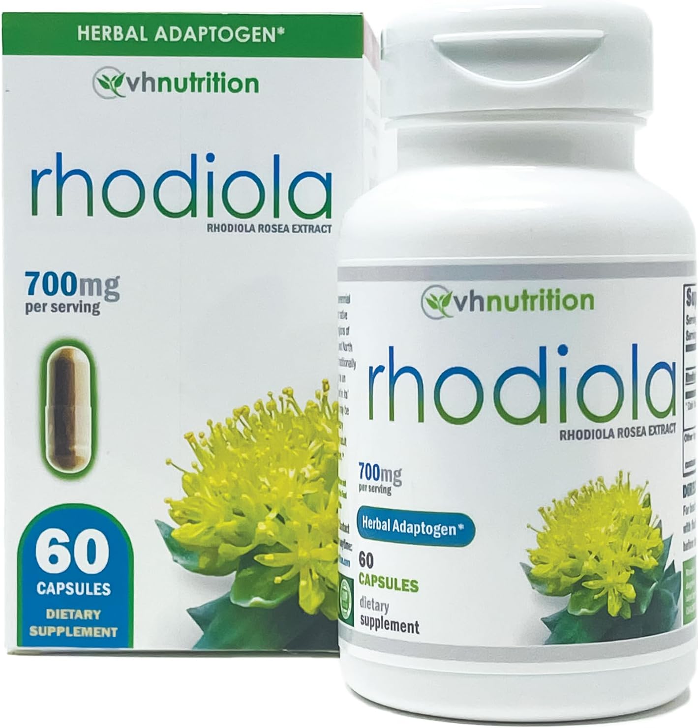 Vh Nutrition Rhodiola | Rhodiola Rosea Supplement | Mental Support, Focus, And Energy* | 3% Salidrosides Standardized Extract For Cognitive Health And Vitality | 60 Easy-To-Swallow Capsules