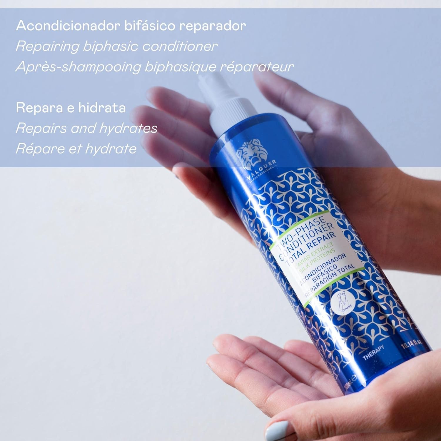 Valquer Total Repair Zero Biphasic Conditioner. Repairs, Softens and Nourishes Damaged and Dry Hair. Intense Hydration with Green Caviar and Cotton Capsules. Vegan. 300ml : Amazon.co.uk: Beauty