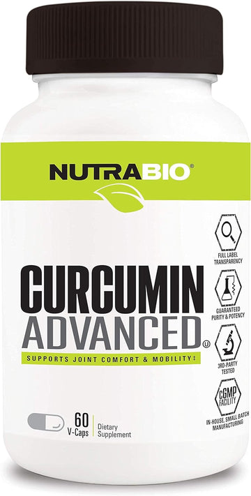 NutraBio Curcumin Advanced Digestion & Joint Support Complex, 60 Vegetable Capsules