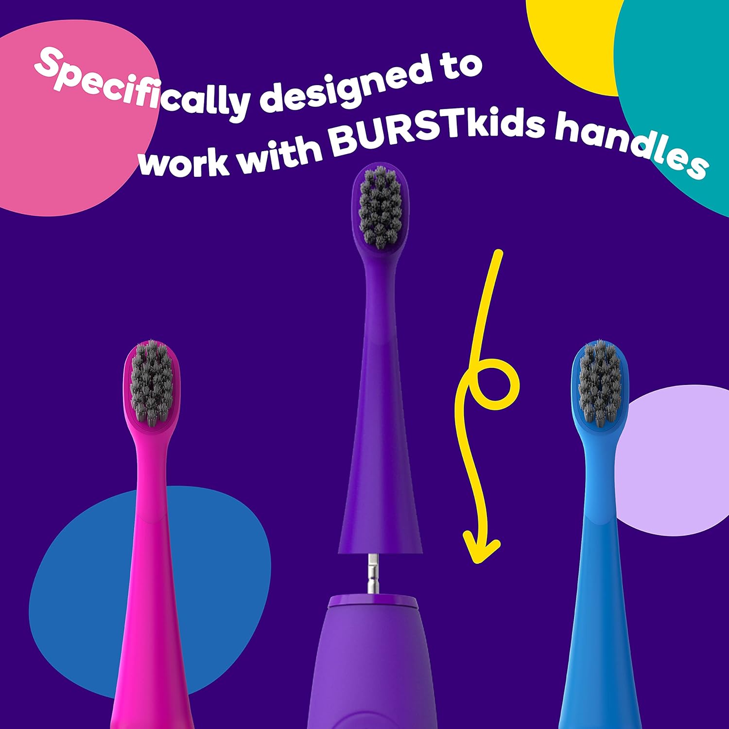 BURSTkids Toothbrush Heads 3-Pack - Genuine BURST Kids Electric Toothbrush Replacement Heads for a Perfect Fit - Ultra Soft Bristles for Deep Clean – 9 Month Supply of Brush Heads, Pink : Health & Household