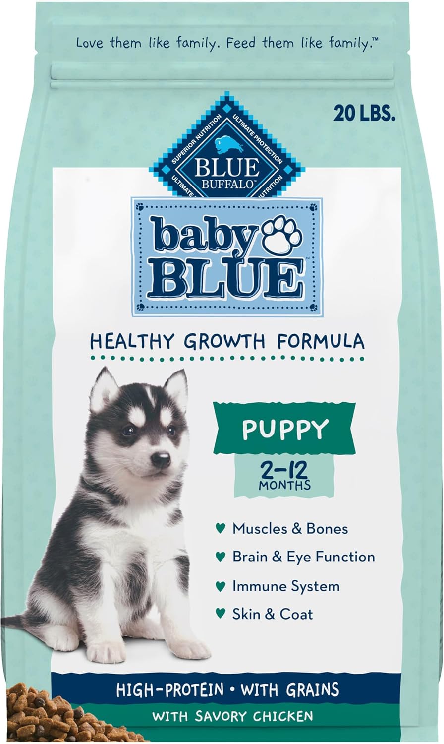 Blue Buffalo Baby Blue Natural Dry Food For Puppies, Healthy Growth Formula With Dha, High-Protein Savory Chicken Recipe, 20-Lb. Bag