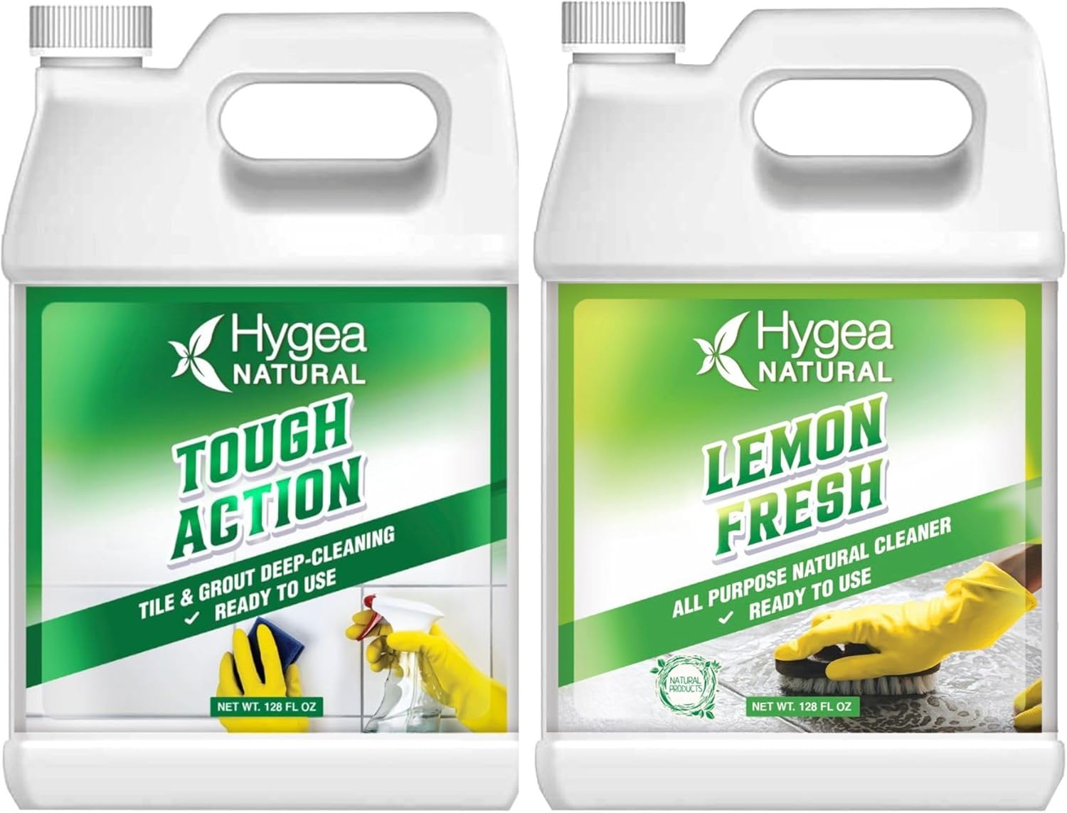 Tough Action Tile & Grout Deep Cleaning 128Oz + Lemon Fresh All Purpose Cleaner 128Oz Bundle - Removes Dirt & Scum Without Harsh Chemicals - Multi-Surface Cleaner