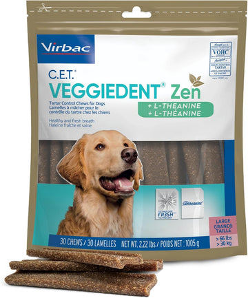 Virbac C.E.T. Veggiedent Zen Tartar Control Chews For Dogs - Large