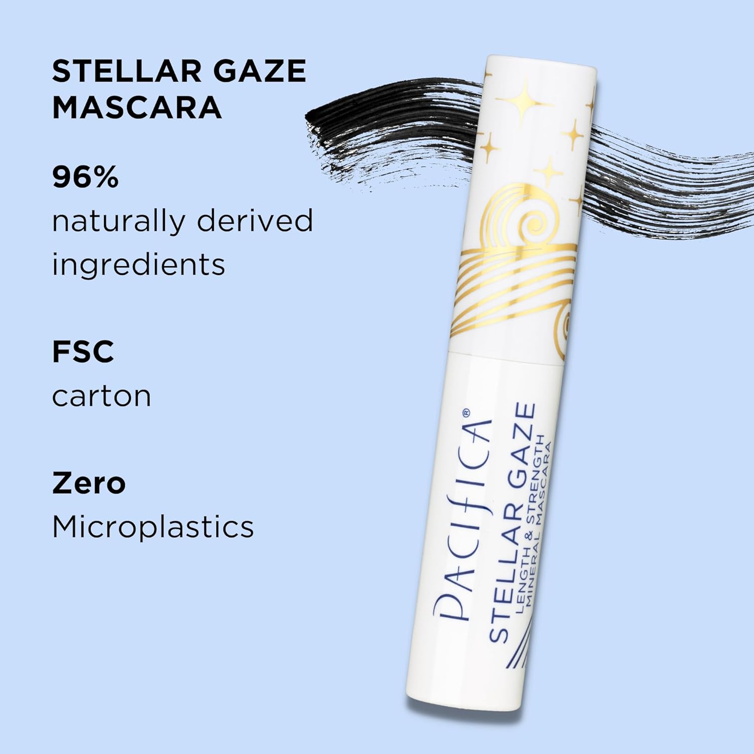 Pacifica Beauty, Stellar Gaze Length & Strength Black Mascara, For Volume and Length, Vitamin B + Coconut, Natural Lash Effect, Silicone, Sulfate & Paraben Free, Vegan and Cruelty Free : Pacifica Makeup : Beauty & Personal Care