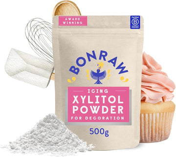 Bonraw Natural Sweetener Silver Birch Xylitol Sugar Free Icing Sugar 500G - Icing Powder For Decoration