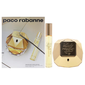 Paco Rabanne Lady Million For Women - 2 Pc Gift Set 2.7Oz Edp Spray, 0.68Oz Edp Travel Spray