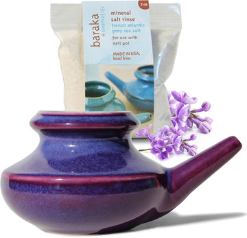 Neti Pot Tool Kit - Snoring & Saline Solution, Handcrafted Ceramic Dishwasher Safe With 2Oz Mineral Sea Salt For Nose Cleaning & Sinus Rinse Perfect For Allergy Relief In Adults & Kids (Jade)