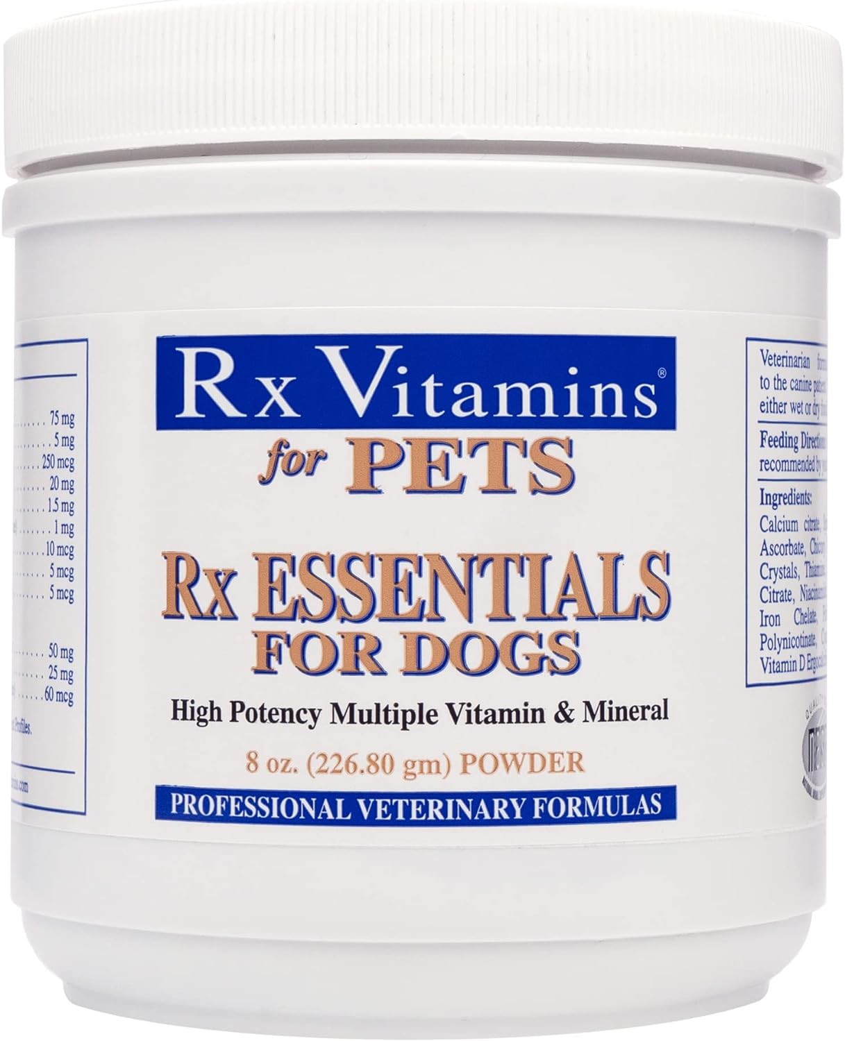 Rx Vitamins Essentials for Dogs - Vitamin & Mineral Multivitamin - Supports Immune System Digestive Health & Bone Health - Powder 8 oz/226.80g