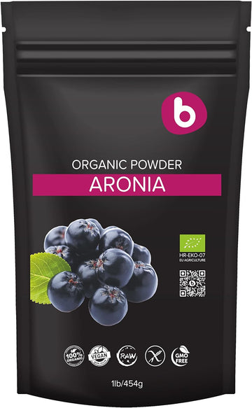 Bobica Organic Aronia Berry Powder, Chokeberry Powder, Antioxidant Superfood, High In Flavonoids, Polyphenols And Potassium, For Immunity, Vegan, Gluten-Free, 1Lb