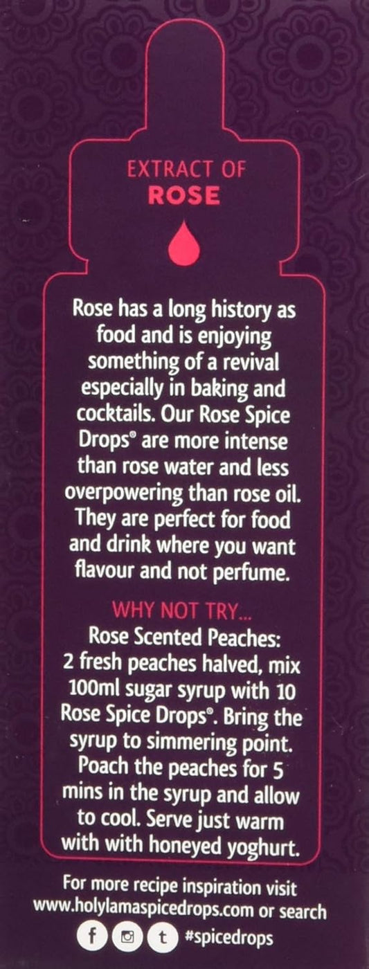 Holy Lama Spice Drops Rose Extract – Great Taste Awards. Natural Cooking Ingredient, Sweet And Confectionery Recipes, Cocktails 1 X 5Ml Bottle