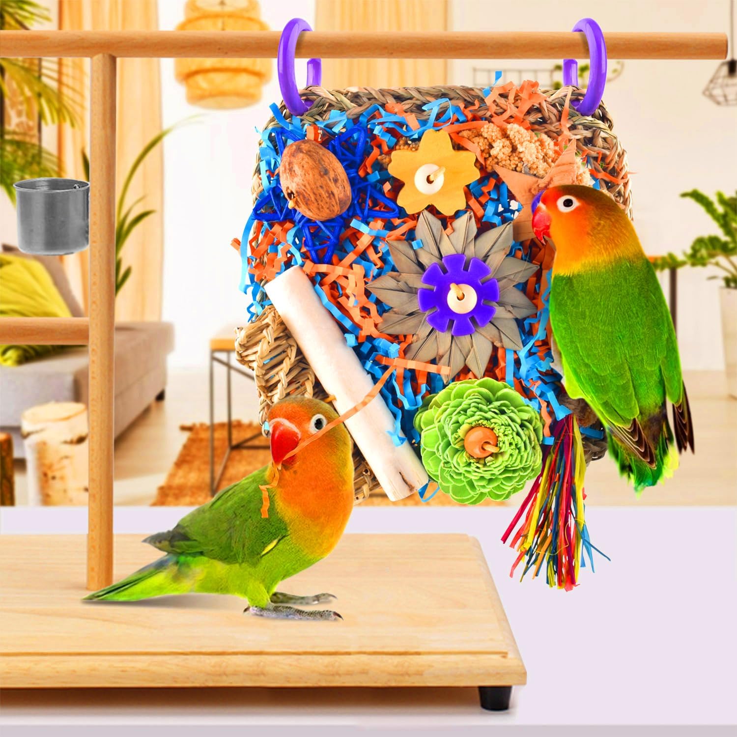 KATUMO Bird Toys, Parakeet Toys Cockatiel Foraging Toys Conure Shredder Toys for Parakeet Cockatiel Conure Lovebird Budgie Bird Cage Toys : Pet Supplies