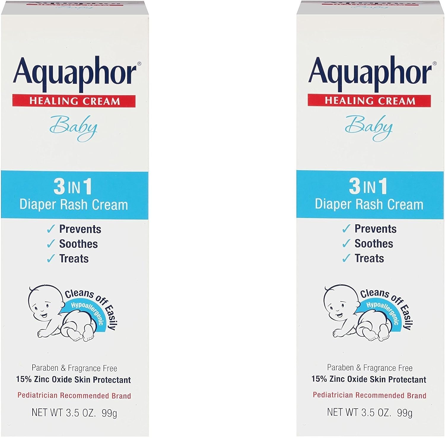 Aquaphor Baby Diaper Rash Cream, 3.5 Ounce (2 Pack)