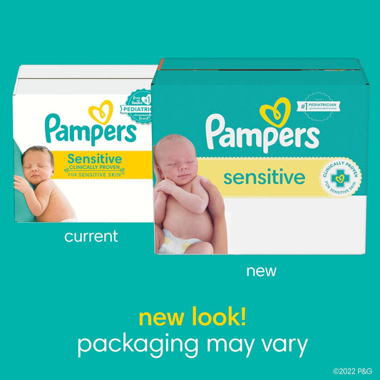 Pampers Sensitive Baby Wipes, Water Based, Hypoallergenic And Unscented, 1 Flip-Top Pack (56 Wipes Total)