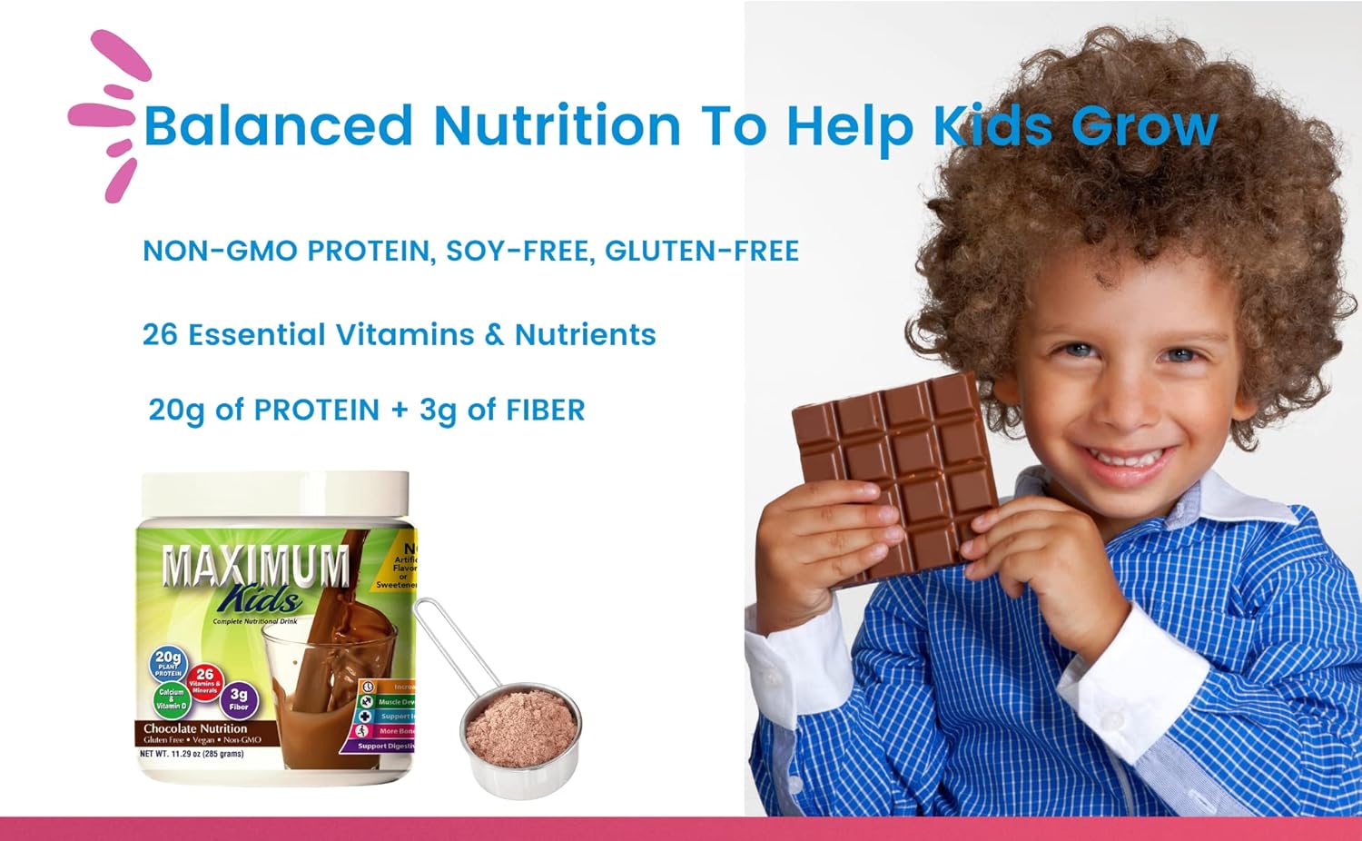Maximum Kids Complete Organic Powder Mix. Great Tasting, Easy To Use, Complete Nutritional Drink With 26 Vitamins And Minerals, 20G Of Plant Protein, 3G Of Fiber. Kid Tested. Parents Approved. : Baby