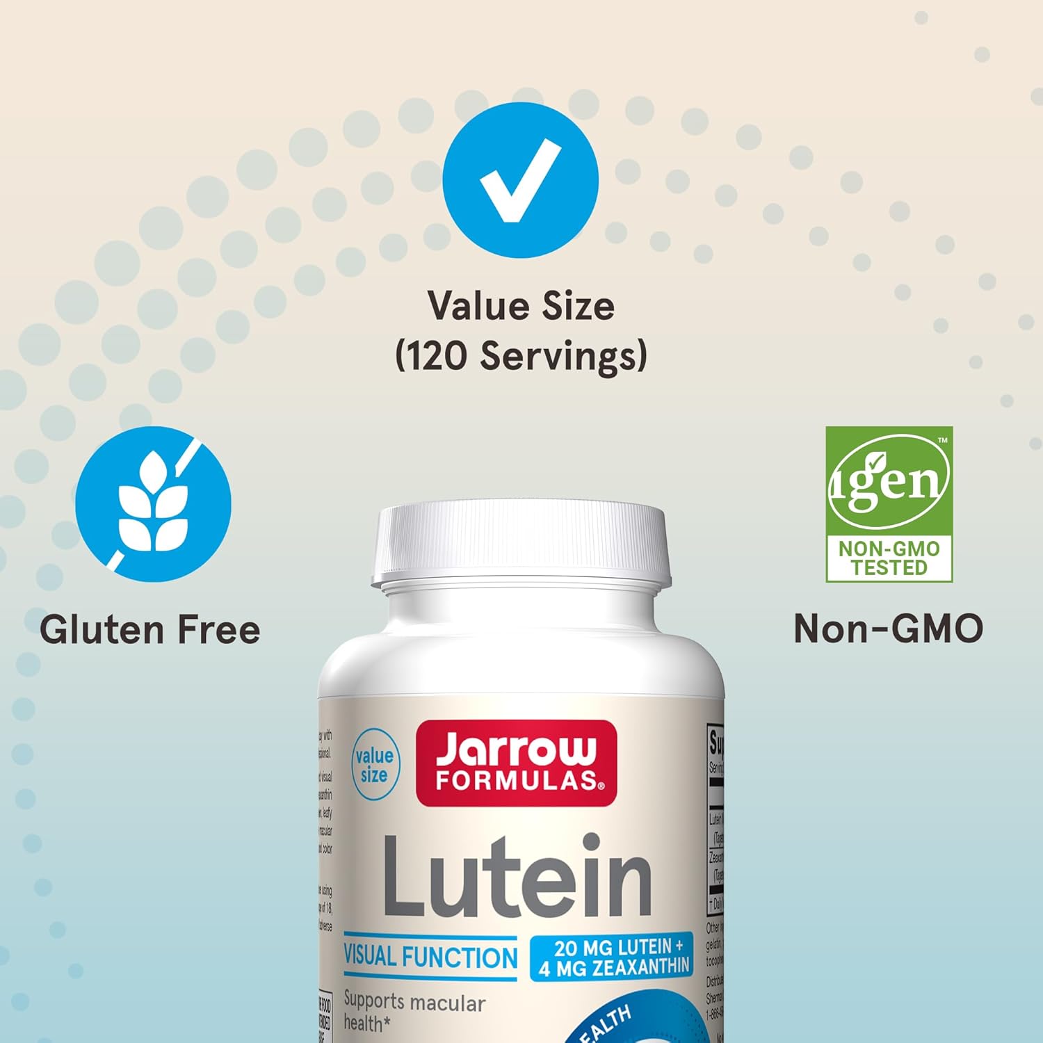 Jarrow Formulas Lutein 20 mg With Zeaxanthin, Dietary Supplement for Visual Function and Macular Health Support, 120 Softgels, 120 Day Supply : Health & Household