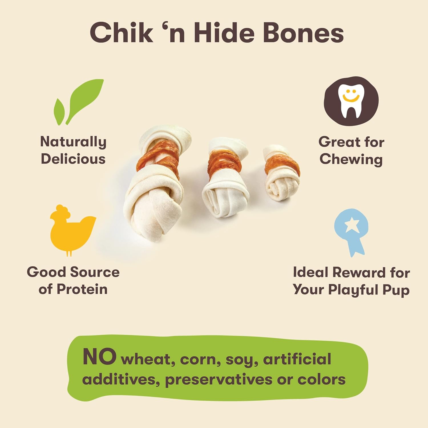 Pet 'n Shape Chicken Hide Bones – Natural Chicken Wrapped Rawhide Bone Dog Treats - Small Bone - 20 Count