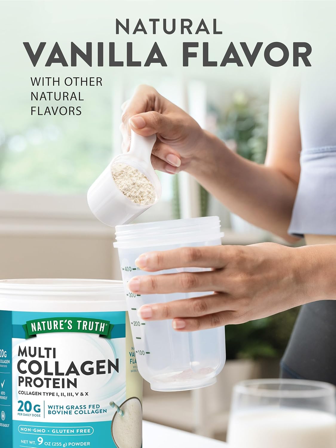 Nature's Truth Multi Collagen Protein Powder | 9 oz | Grass Fed Collagen Peptides Type I, II, III, V & X | Non-GMO & Gluten Free Supplement | Natural Vanilla Flavor : Health & Household