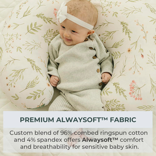Pobibaby 1-Pack Premium Nursing Pillow Cover - Ultra Soft & Stretchy 96% Cotton, Breastfeeding Pillow Cover For Baby Boys And Girls (Zephyr)