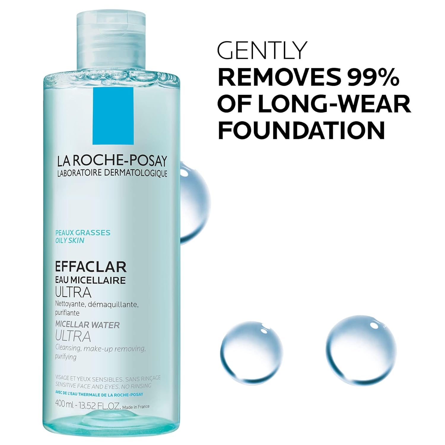 La Roche-Posay Effaclar Micellar Cleansing Water Toner for Oily Skin, Oil Free Makeup Remover, Safe for Sensitive Skin with Thermal Spring Water, 13.52 Fl Oz (Pack of 1) : Beauty & Personal Care