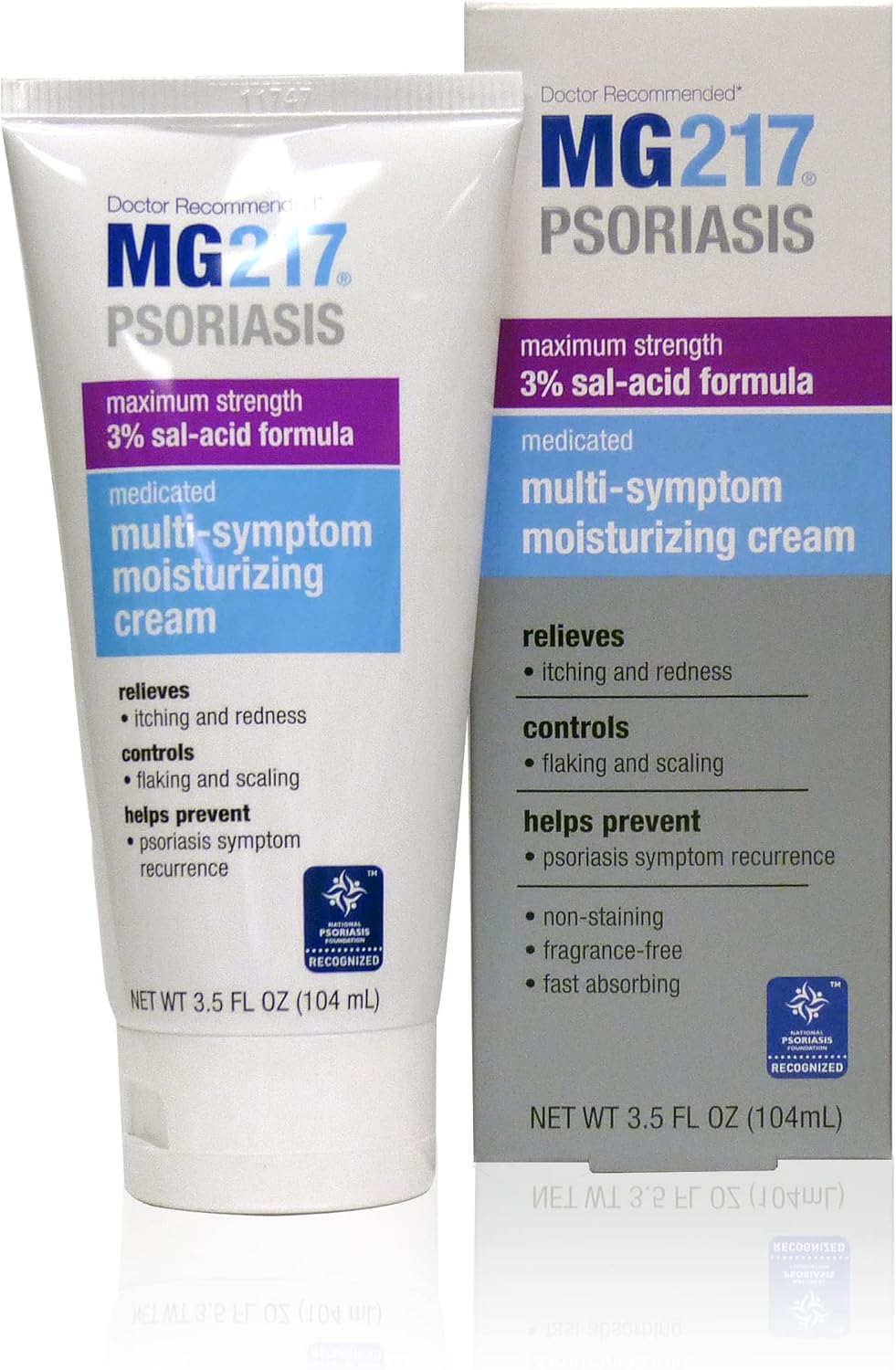 Mg217 Medicated Moisturizing Psoriasis Cream With 3% Salicylic Acid, Multi-Symptom, Fragrance Free, 3.5 Fl Oz, (5604)