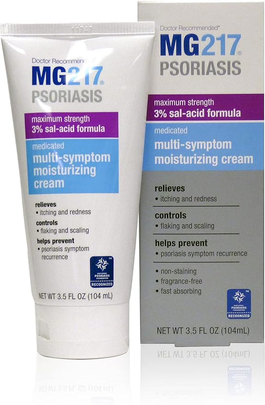 MG217 Medicated Moisturizing Psoriasis Cream With 3% Salicylic Acid, Multi-symptom, Fragrance Free, 3.5 Fl Oz, (5604)