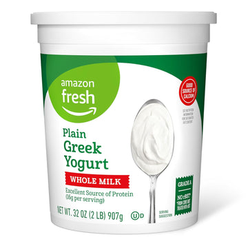 Amazon Fresh, Greek Whole Milk Plain Yogurt, 32 Oz (Previously Happy Belly, Packaging May Vary)