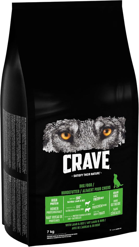 Crave Lamb & Beef 7 kg Bag, Premium Adult Dry Dog Food with high Protein, Grain-free?407892