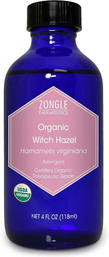 Organic Witch Hazel by Zongle, 4 OZ – 100% Pure Natural for Face, Acne, Butt, Skin, Scalp, Hair, Body