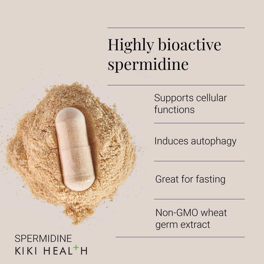 Kiki Health - Spermidine, Wheatgerm Extract - Highly Bioactive Spermidine - Supports Cellular Functions And Vital Processes - Perfect For Intermittent Fasting - 60 Vegicaps