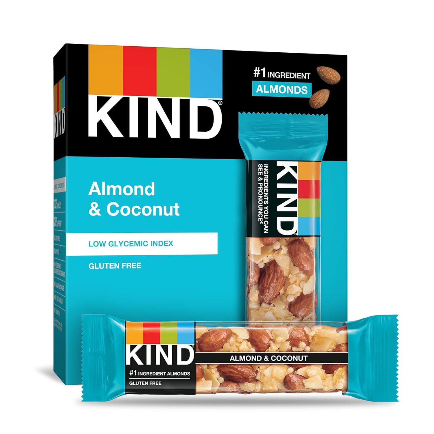 Kind Almond & Coconut Bars, Low Glycemic Index, Gluten Free Bars, 1.4 Oz Bars (60 Count)