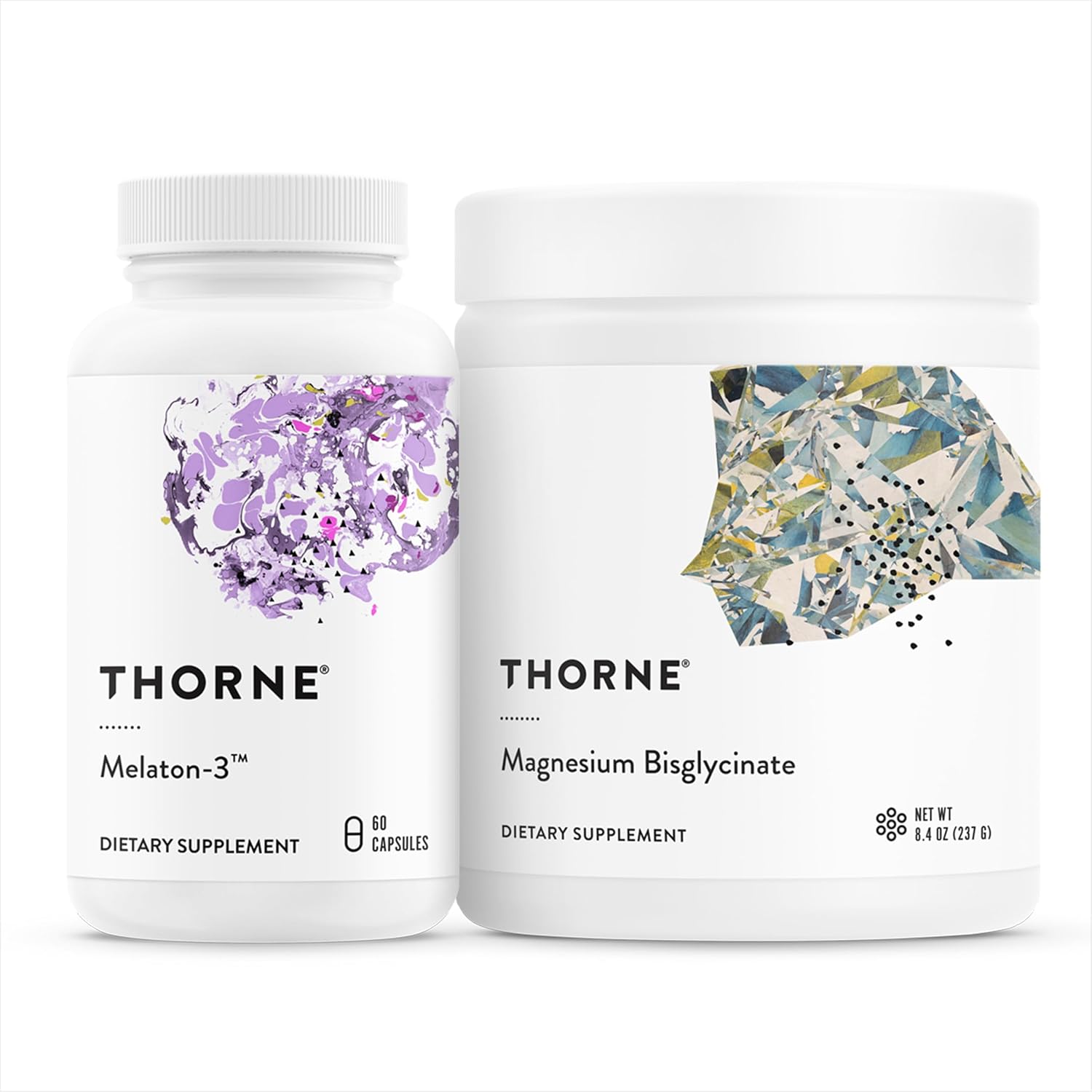 Thorne Sleep Support Duo - Magnesium Bisglycinate Powder + Melaton-3 For Restful Sleep - 60 Servings