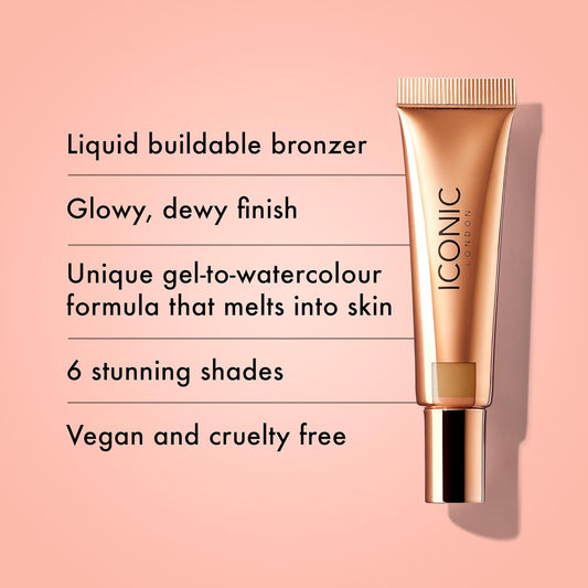 Iconic London Sheer Bronze - Liquid Bronzer For A Radiant And Luminous Skin, Golden Hour, 12.5Ml