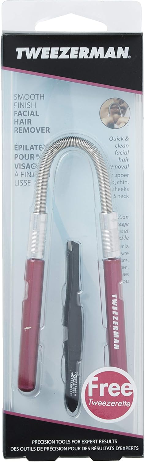 Tweezerman Smooth Finish Facial Hair Remover Pink - Easy And Gentle Facial Hair Remover For Women, Tweezerette Tweezer Included In Pack