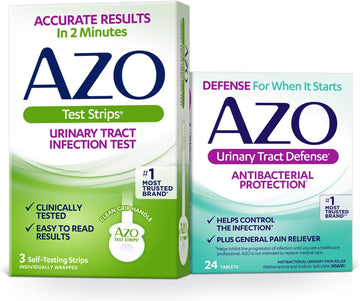 Azo Urinary Tract Infection (Uti) Test Strips (3 Count) + Azo Urinary Tract Defense (24 Count)