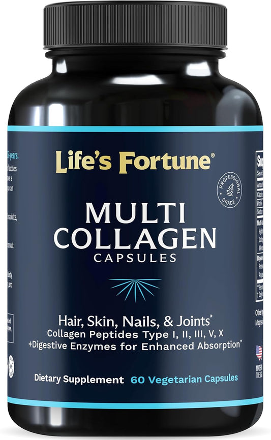 Enhanced Collagen Pills (Types I, Ii, Iii, V, X) | Grass Fed Collagen Peptides & Proteox For Maximum Absorption & Benefits | Keto Primal Amino Acid Hydrolyzed Protein For Hair Nail Skin Joint Health