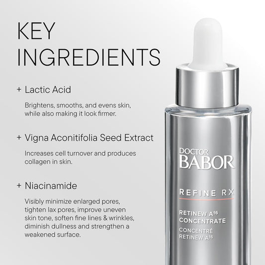 Doctor Babor Refine Rx A16 Concentrate, Regenerative Collagen Boosting Treatment For Stressed And Dull Skin, Compare To Retinol, Safe For Sensitive Skin, Vegan